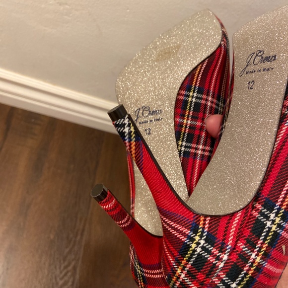 NEW J. Crew Elsie TARTAN Pumps Heels Red Holiday GINGHAM Tartan Plaid CHRISTMAS - Picture 15 of 15